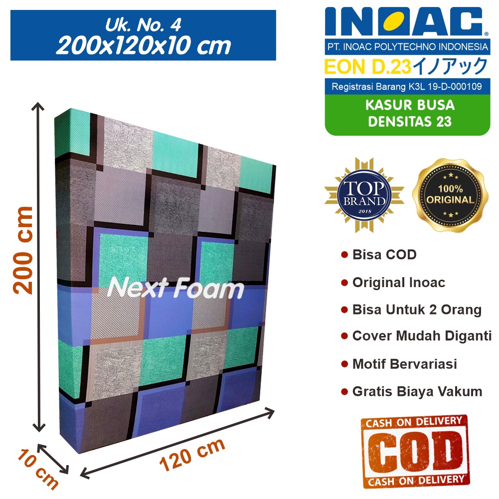 Kasur Busa Inoac Ukuran No 4 200x120x10 cm Tebal 10 cm EON D23 ORIGINAL INOAC Asli