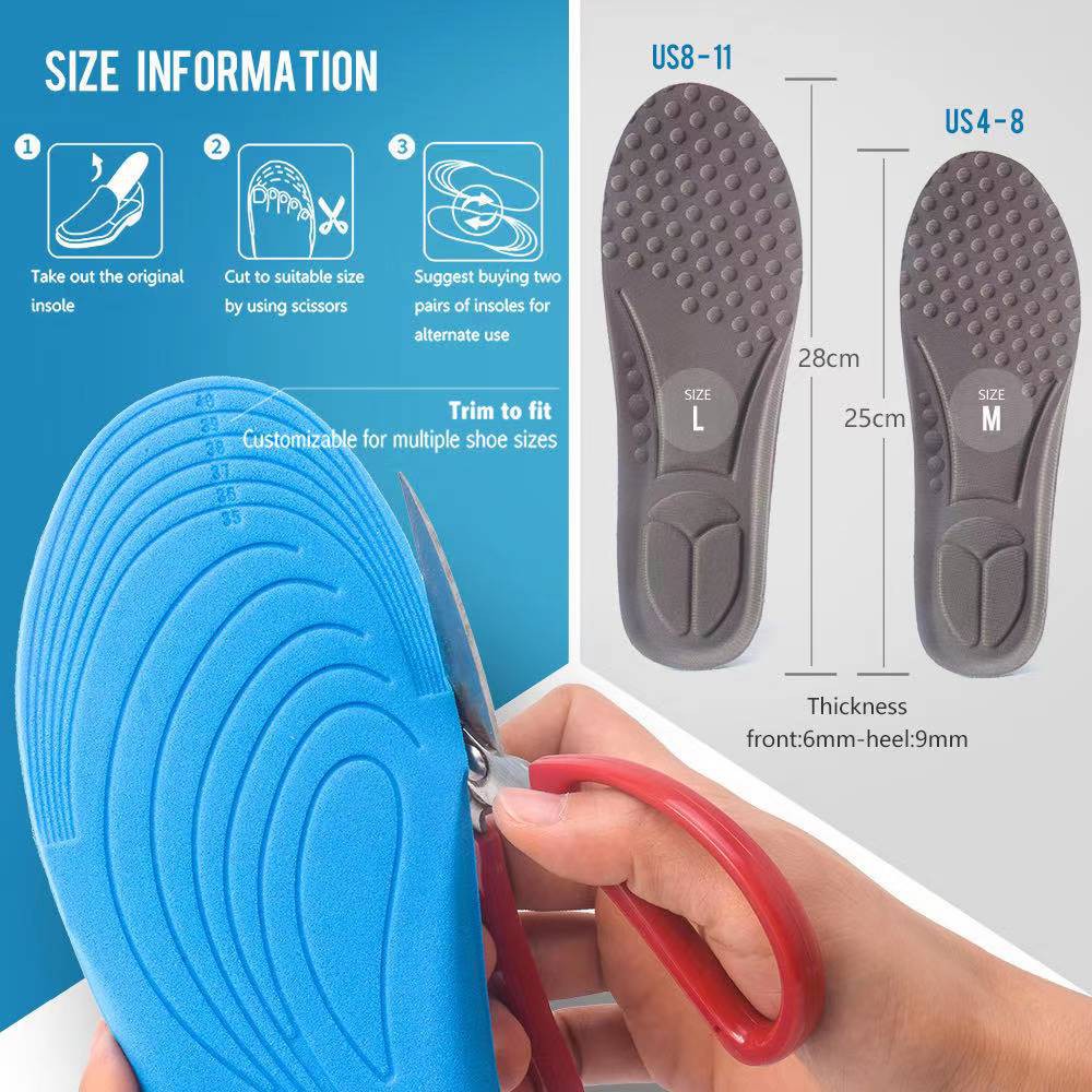 Insole Sisipan Sepatu Pria dan Wanita, Bantalan Pijat Lembut Untuk Kaki Nyaman