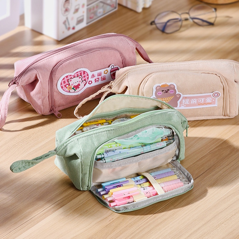 

Pencil Cases For Girls Large Capacity Pencil Case Kawaii Stationery Trousse Scolaire Corduroy Estuch