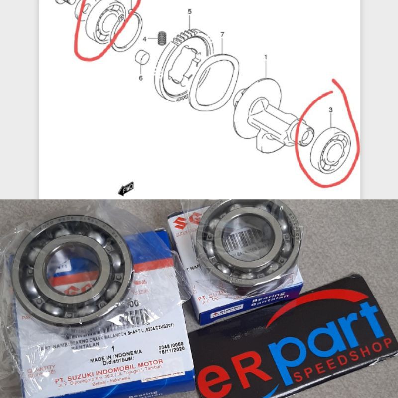 Bearing klaher balancer crank shaft kruk as satria Fu lama Karburator raider 150 old carb