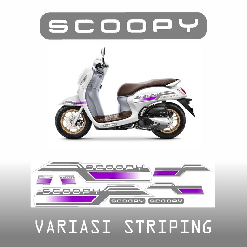STICKER STRIPING LIS BODY SCOOPY VARIASI PUTIH UNGU 10