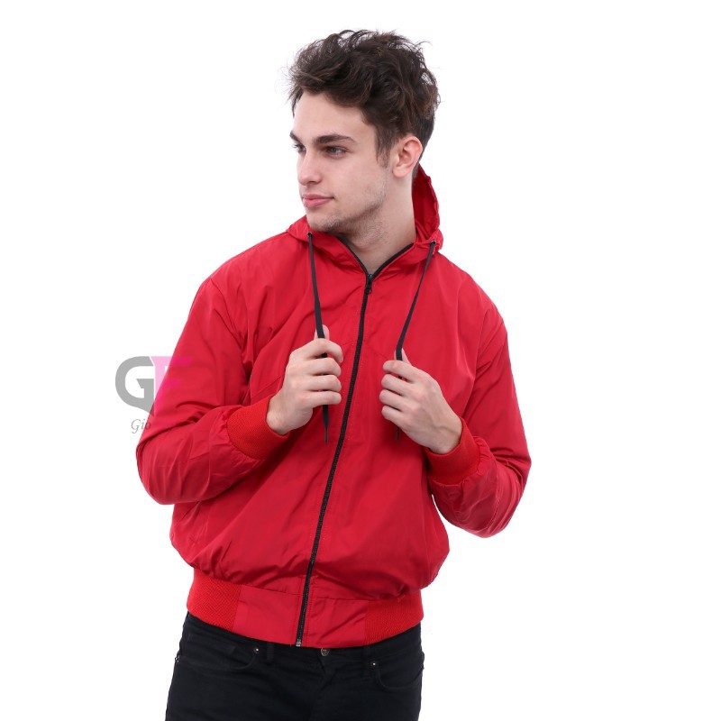 GIOFLO Jaket Keren Terbaru Parasut Buat Cowok Merah / JAK 2114