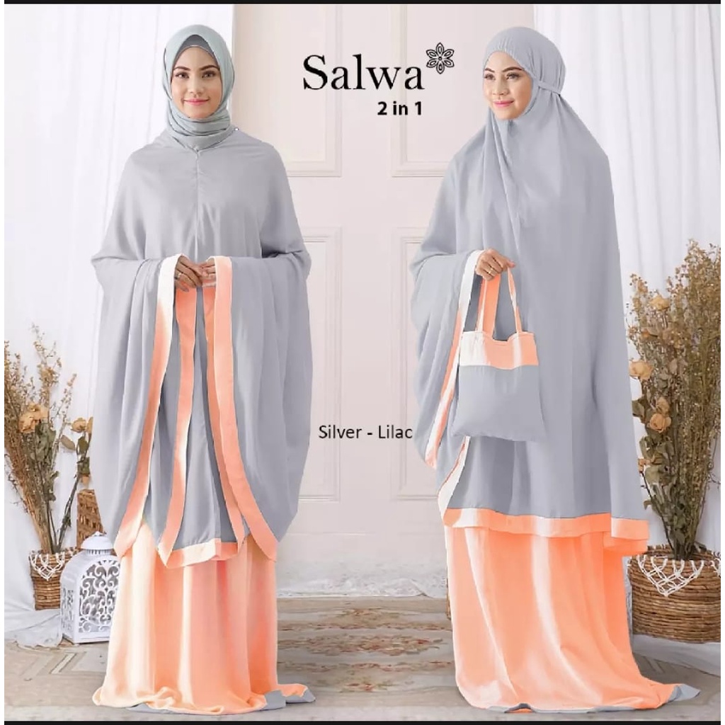 MUKENA SALWA TWOTONE KOMBINASI TAZBIYA MUKENA DEWASA / MUKENA TAZBIYA RAYON KOMBINASI POLOS TERLARIS