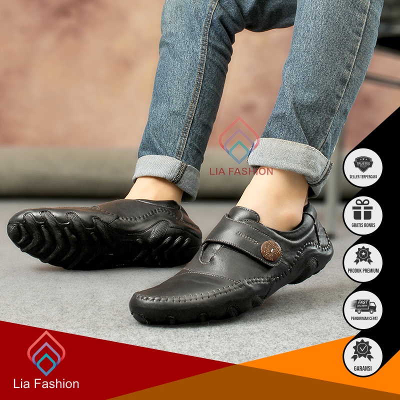 HARGA DISKON - Sepatu Paspampres Pria Gereja Kulit Sapi Garut Formal Casual Bunut Slip On Kerja Kant