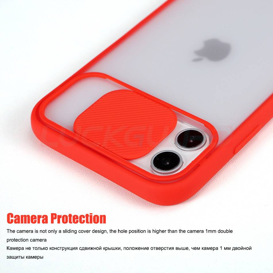 For iPhone 11 12 Mini Case 11 Pro Max Push Camera Protection Matte Clear Shockproof Case For iPhone XR X XS Max 8 7 Plus Cover