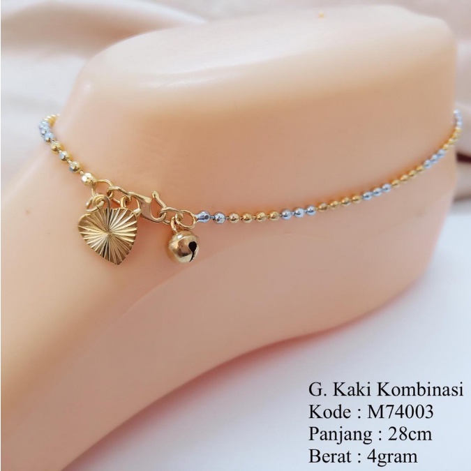 74004.1 Gelang Kaki Biji Lada Kecil Kombinasi Titanium Lapis Emas 24k