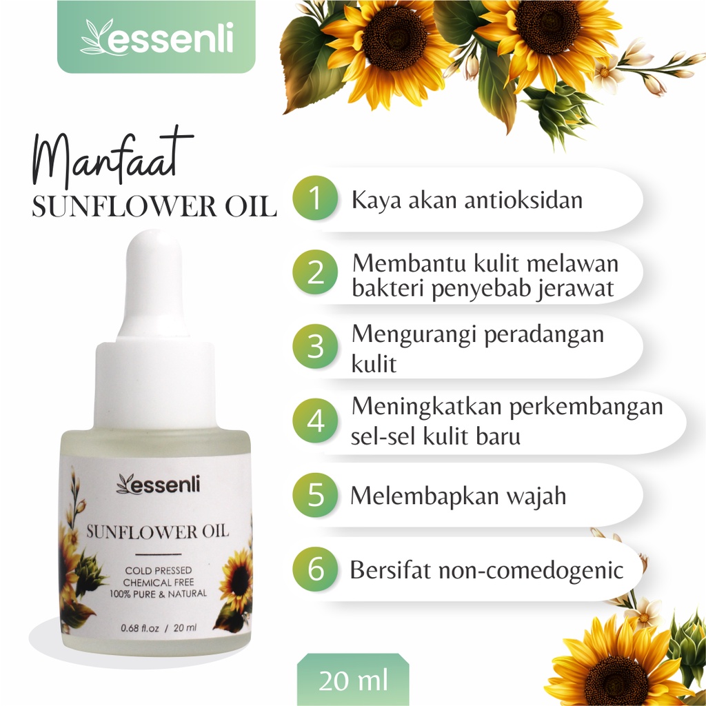 Pure Sunflower Oil / Minyak Biji Bunga Matahari / Face and Hair Oil / Serum Wajah