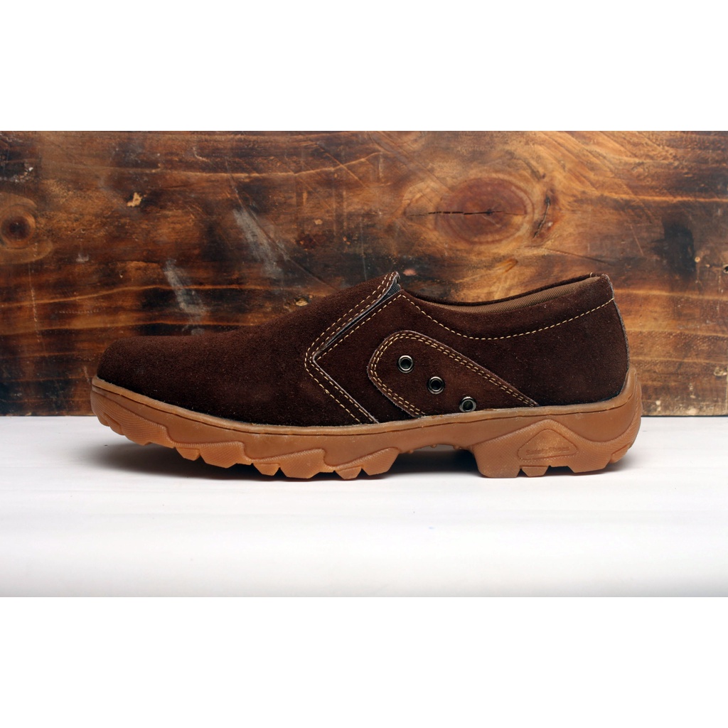 Sepatu Kasual Pria Kulit Asli Rasheda 015 Slip On Big Size