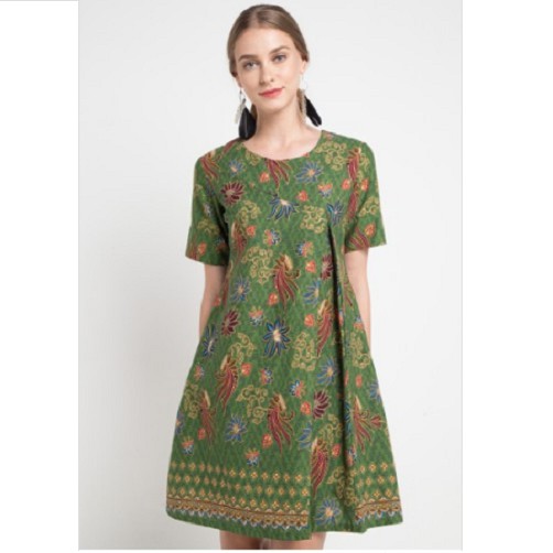 Dress Batik Wanita ArjunaWeda Ukel Ceplok Hijau