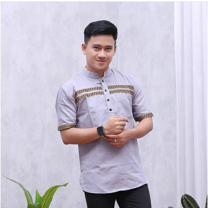 Koko kekinian/modern/kurta FF/kokomdewasa/lengan pendek/kombinasi Bordir FF/bahan toyobo/ukuran M - XXL