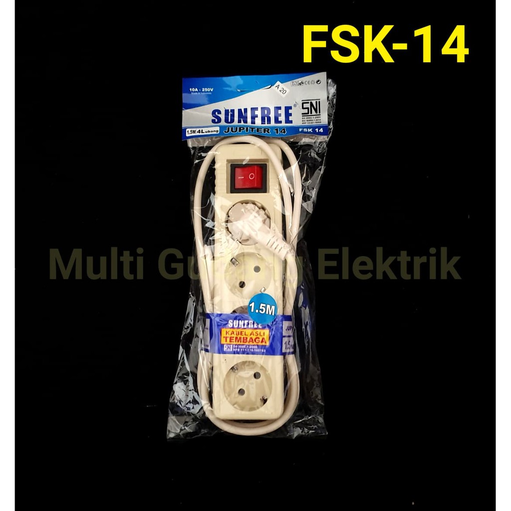 Terminal Stop kontak Sunfree 4 lubang Panjang kabel 1.5 Meter