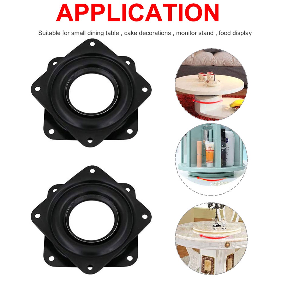 【4 inch】Meja Putar Besi Persegi/Braket Ring Meja Putar Besi Persegi/Kursi Etalase Display Kue Lazy Susan Kolaher/Lazy Susan Bearing Rotating