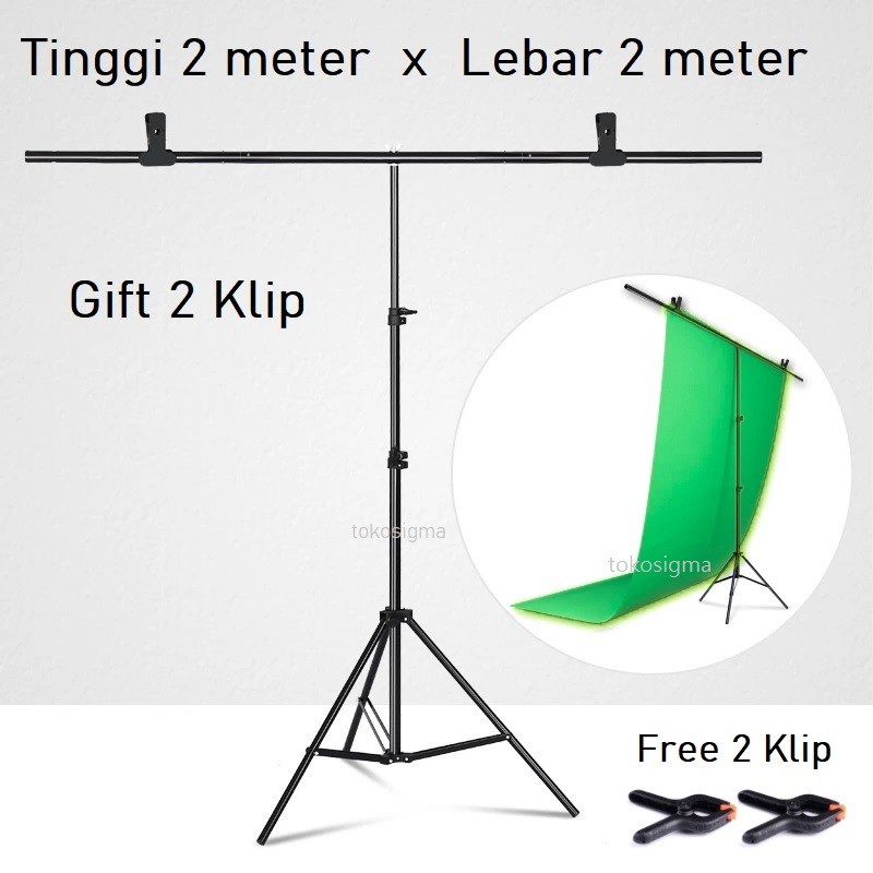 Tiang Kain Foto Studio 2x2M Bracket Stand Backdrop Latar Background