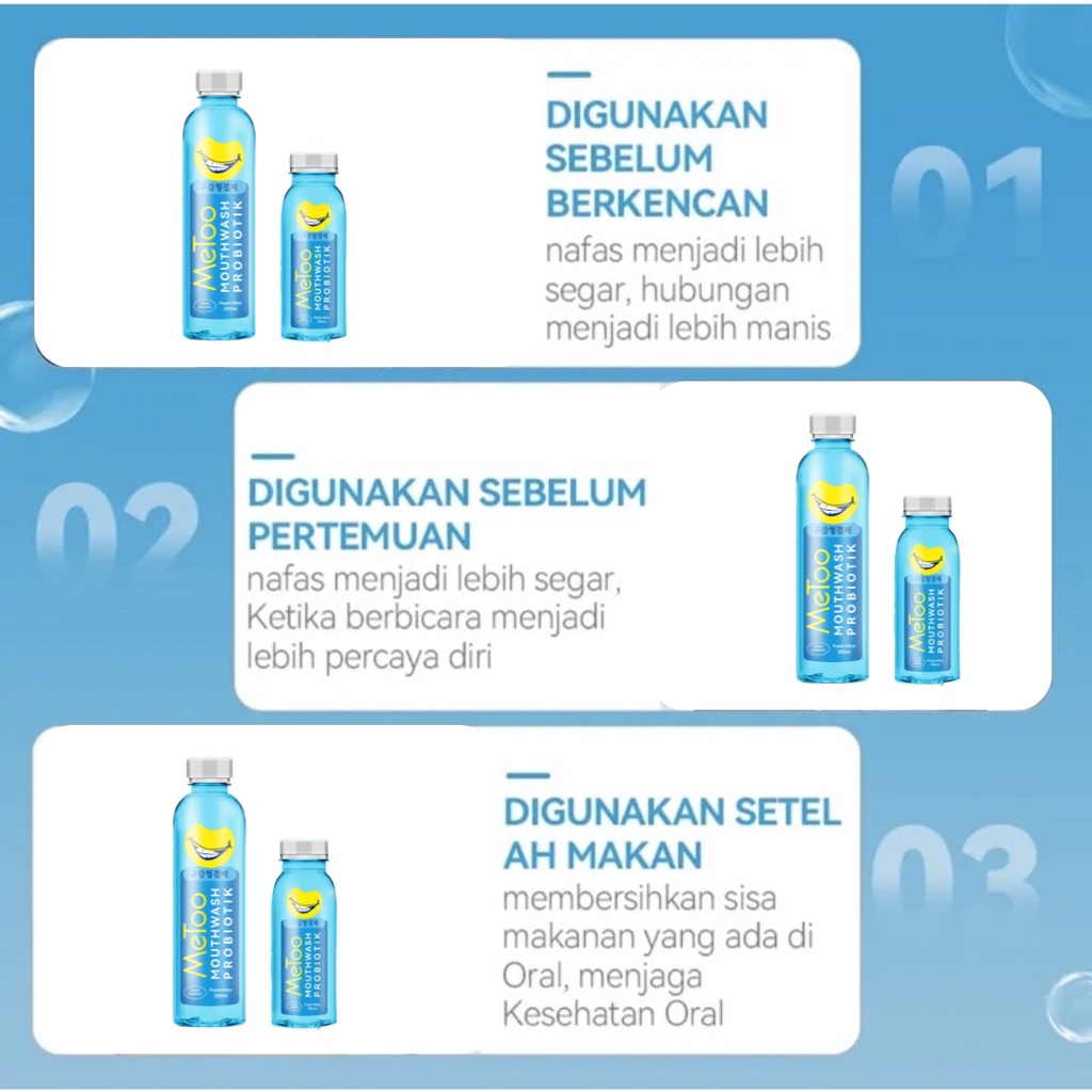 [ METOO ORIGINAL ] Obat Kumur Mulut Anti Kuman Bau Mulut Plak Karang Gigi Prebiotik Pemutih Gigi Kuning Nafas Segar Dingin BPOM HALAL Permanen Ampuh Mouthwash Fresh Mint READY FREE GIFT