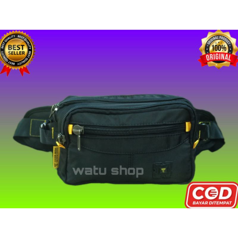 TAS PINGGANG PRIA WAISTBAG PRIA BANYAK RUANG RESLETING IMPORT KOREA