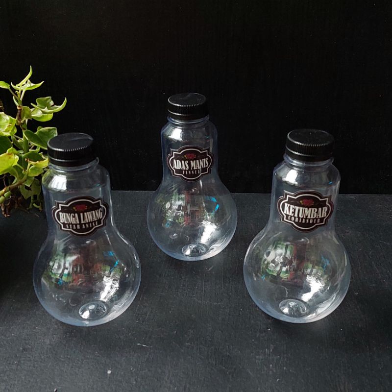 Botol Plastik Label Bumbu Dapur Model Lampu Bohlam 350ml