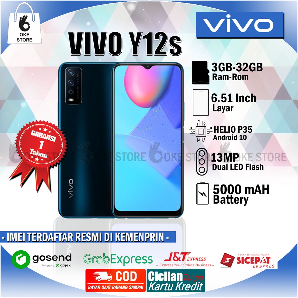 VIVO Y12s RAM 3GB INTERNAL 32GB - GARANSI RESMI 1 TAHUN