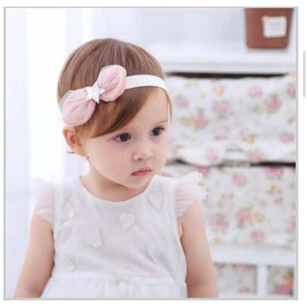 Bandana Karet Pita Anak Korea Fashion / Bandana Ikat Model Pita Bintang Manik