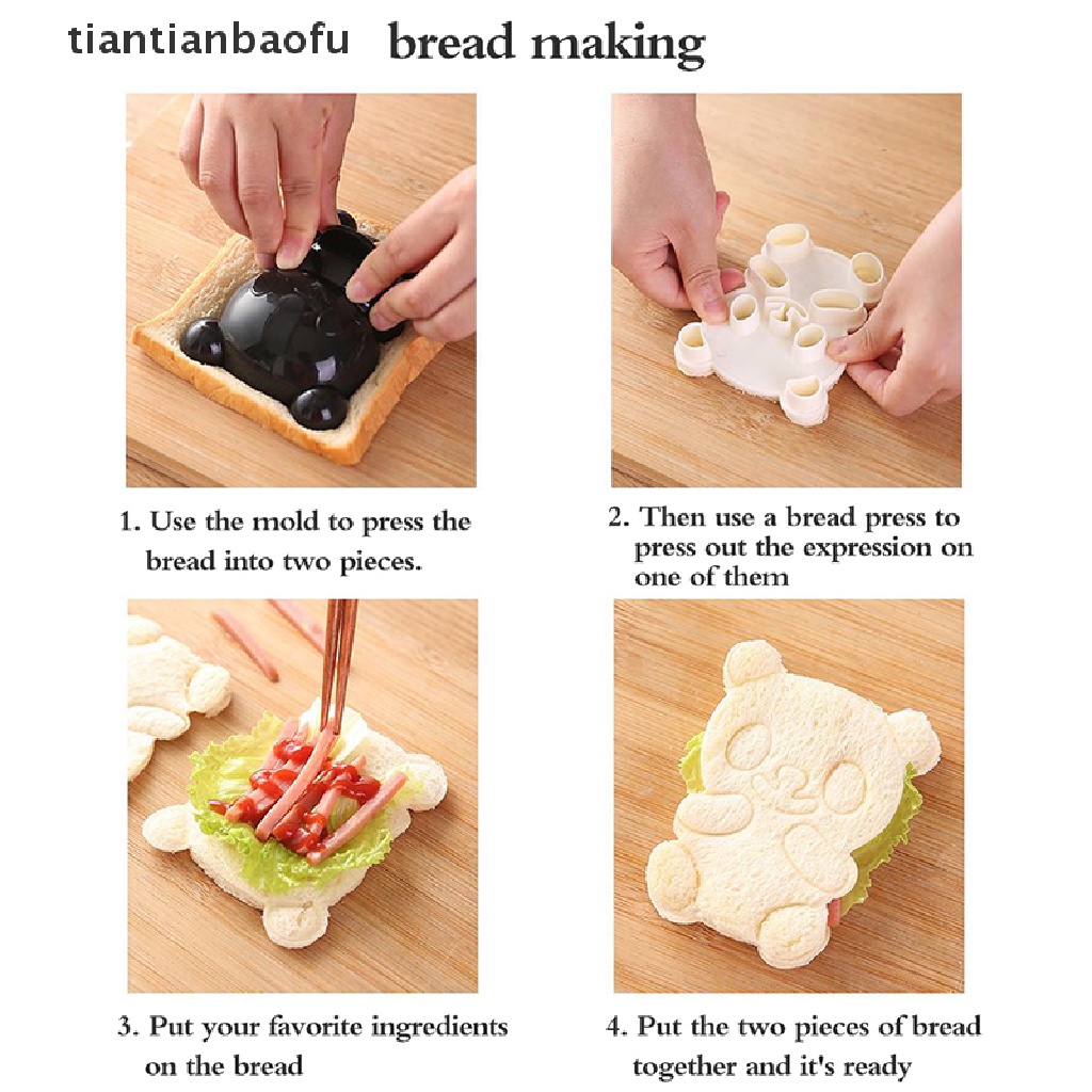 1 Set Cetakan Kue Biskuit Sandwich Bentuk Panda Lumba-Lumba Model Timbul