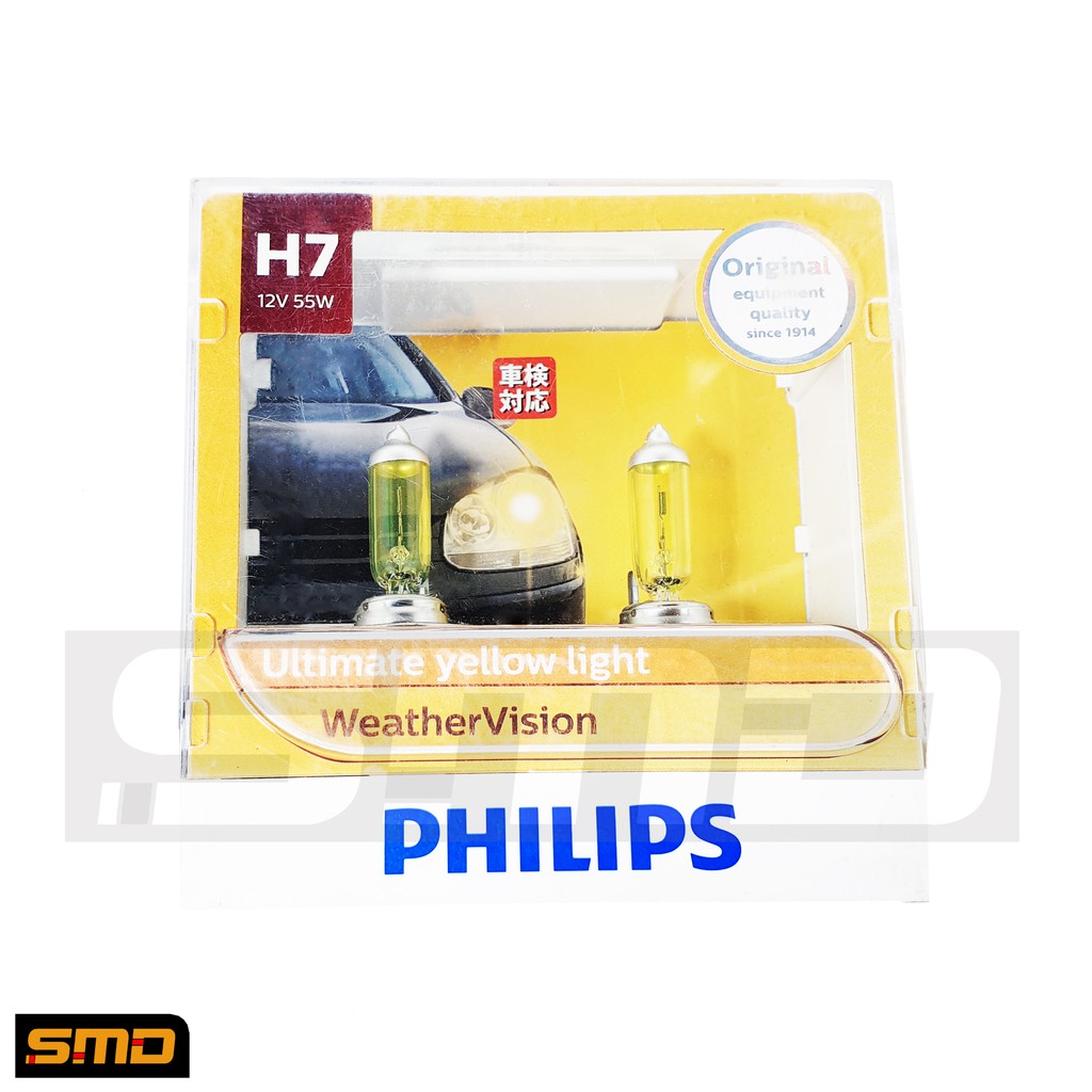 Lampu Philips H7 Weather Vision 55W 2900K Lampu Depan Kuning Mobil