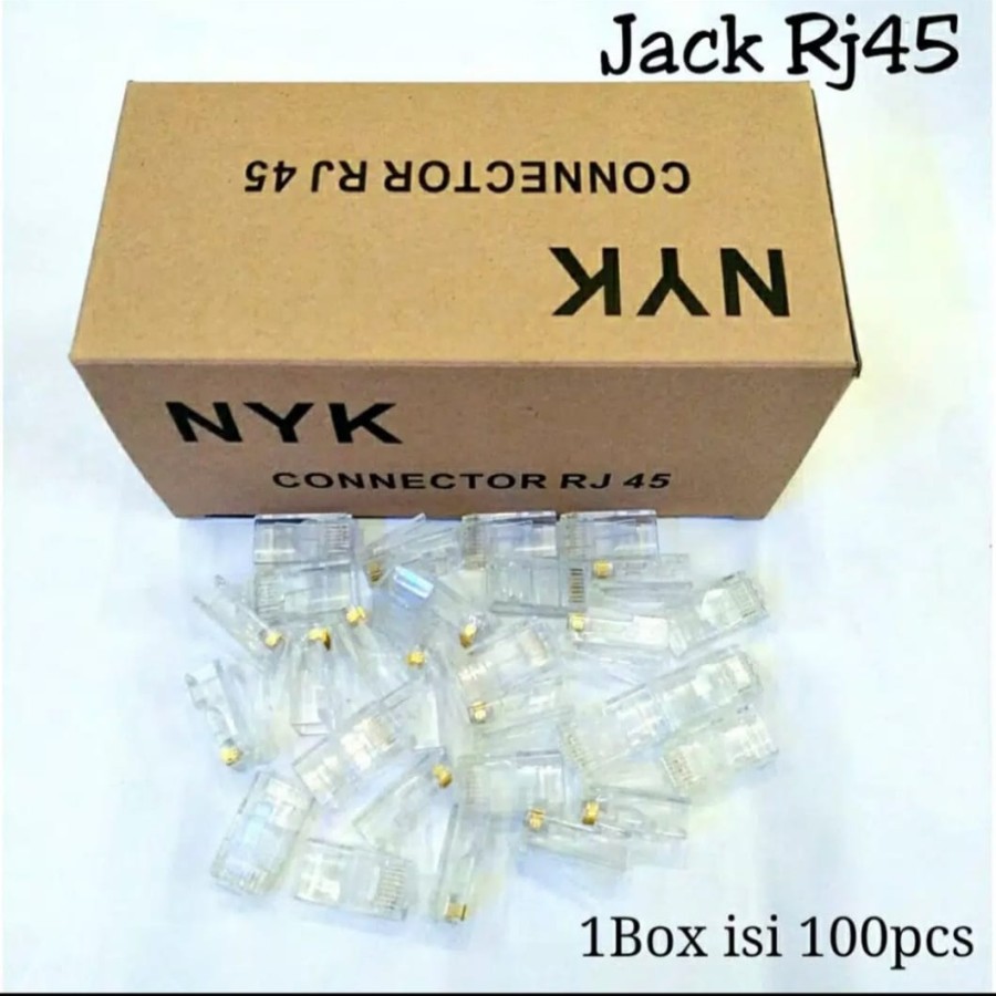 Connector lan rj45 nyk cat 5e 5 100pc - Konektor rj-45 cat5 network