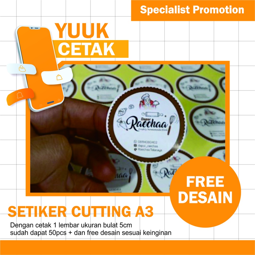 

setiker cutting bulat per lembar/ lebel prodak / lebel makanan/ lebel minuman/ lebel / cetak lebel/ cetak stiker