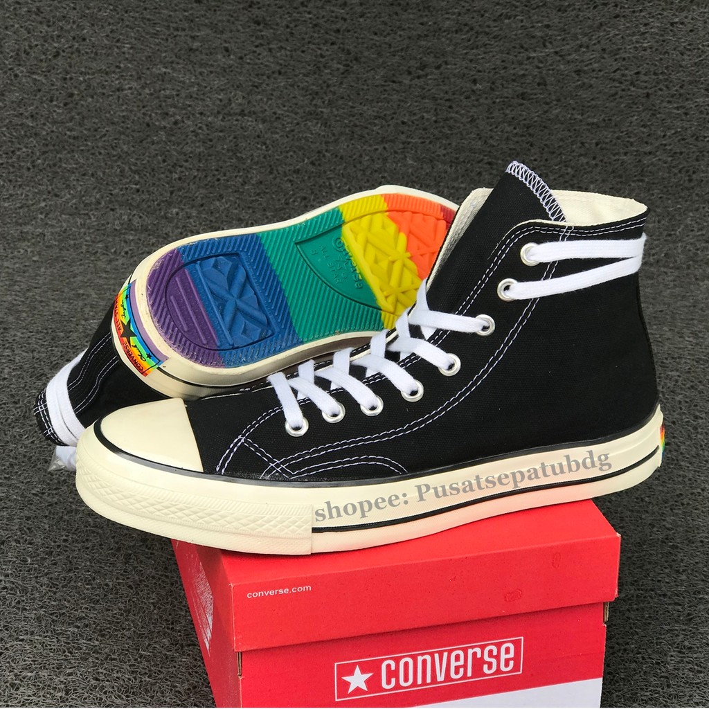 Sepatu Converse All Star 70s High Rainbow Black White