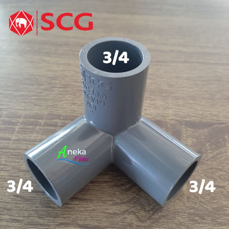 sambungan pipa hidroponik 3 arah way fitting pipa pvc 3/4