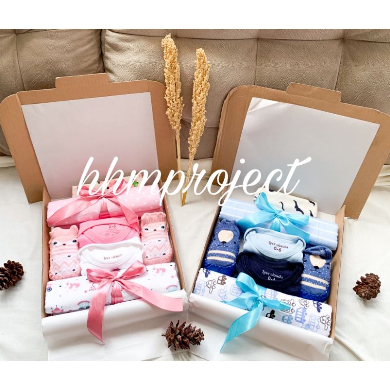 Hampers New Born Baby Boy/Girl Kado Bayi Lahir, Baju Bayi, Bedong, Gift Box Baby