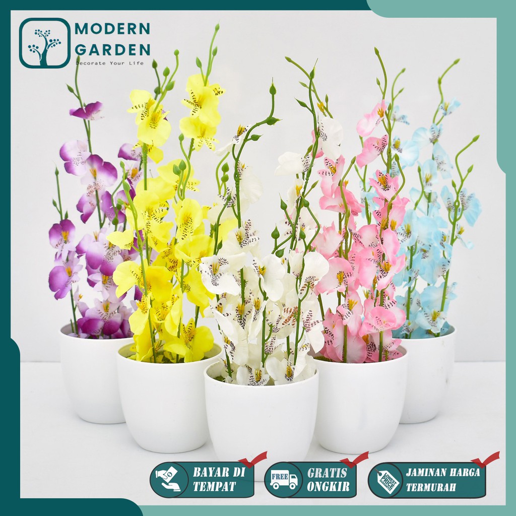 Bunga Anggrek Dekorasi BP8833 Bahan Plastik Free Pot Busa Bunga Anggrek Dekorasi BP8833 Bahan Plastik Free Pot Busa