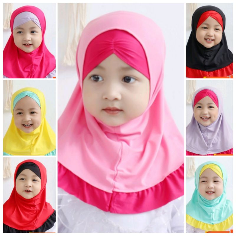 Jilbab bayi Sria Iner Kerut Hijab Anak Lucu Murah Lembut