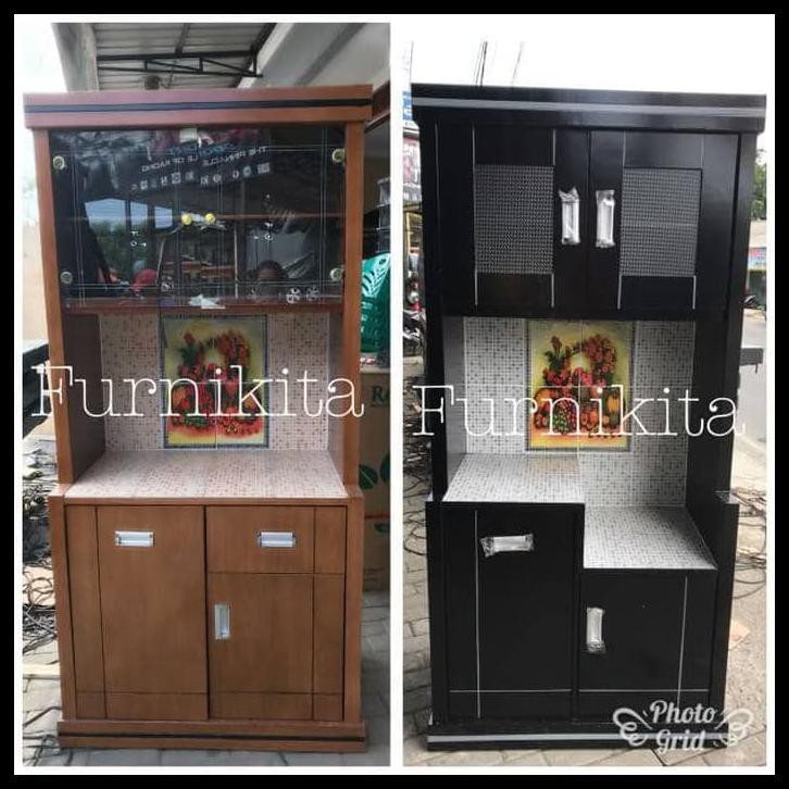 Promo Terbatas - Lemari Makan Rak Piring Bupet Kayu 2 Pintu