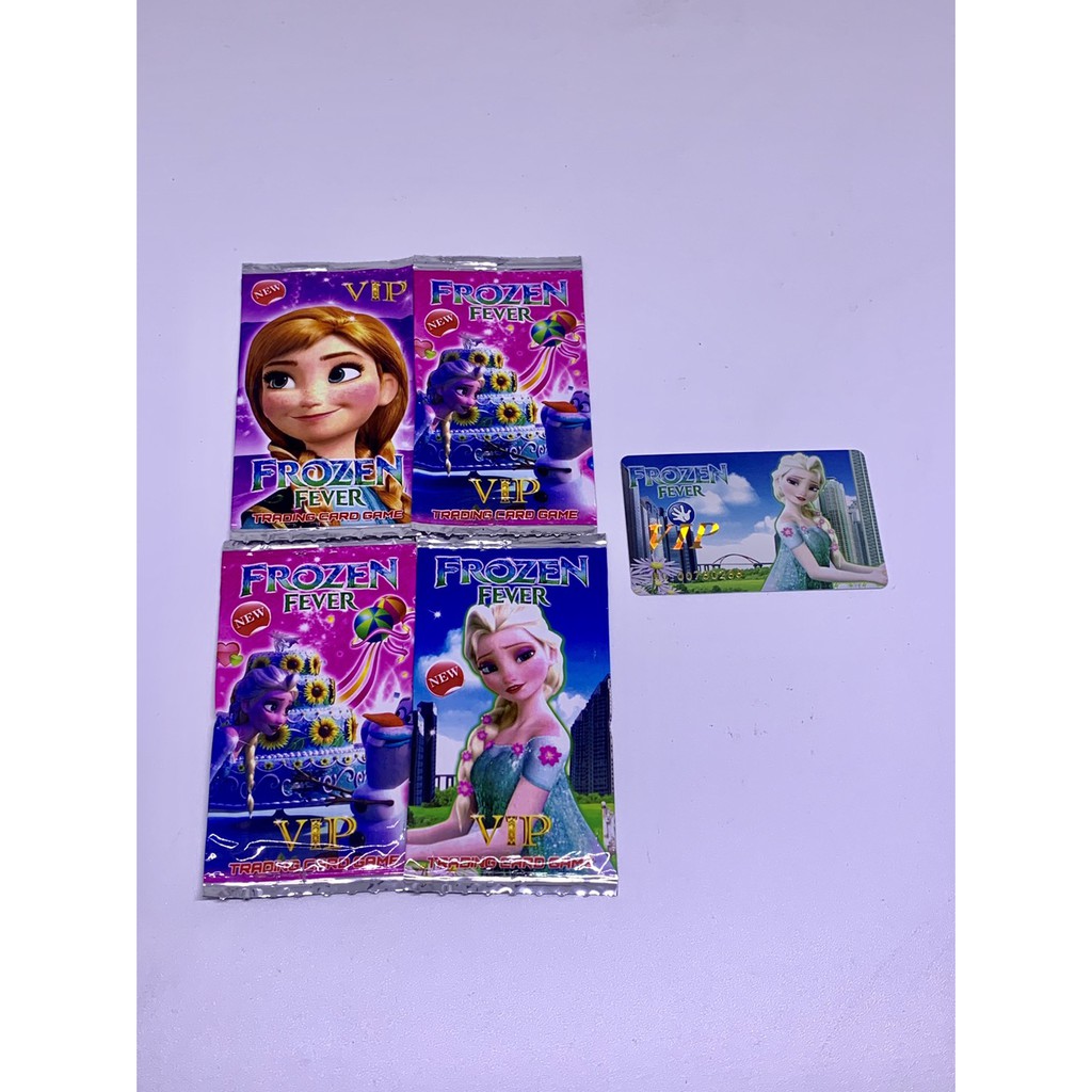 mainan anak kartu frozen fever trading card game kartu vip isi 5 kartu