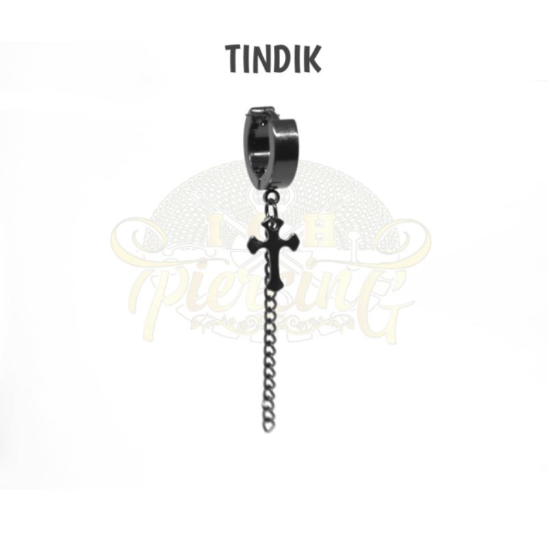 BEST PRODUK Anting Titanium BLACK / Anting Tindik dan jepit / Anting Pria Wanita / Anting Titanium / Anting BTS / Anting KPop / Anting Gantungan / Anting Fake