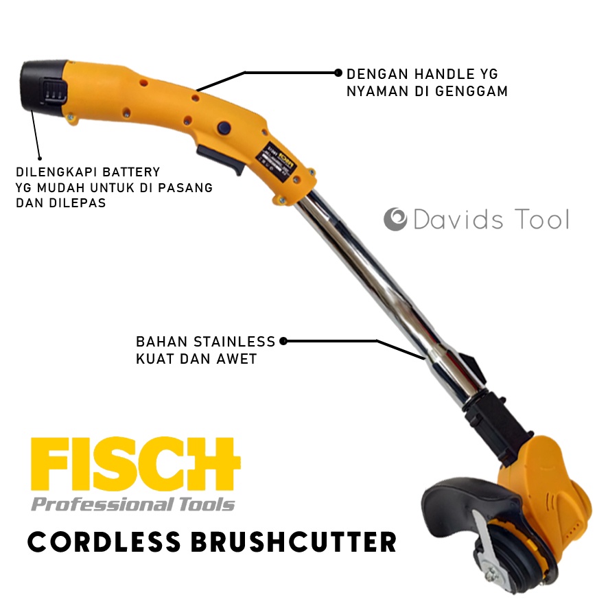 Mesin Potong Rumput Baterai Brushcutter Elektrik Cordless Fisch FBC12