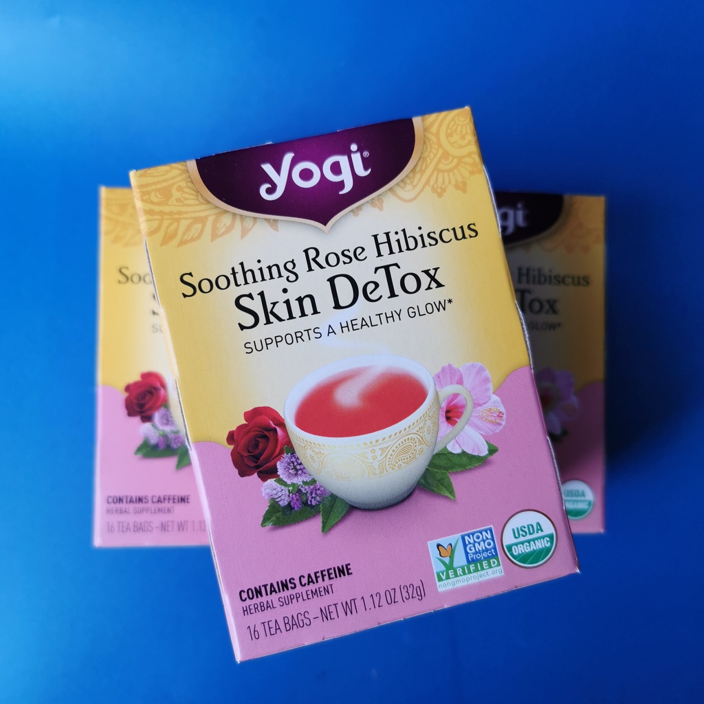 

Yogi Tea Skin Detox Rose Soothing Rose Hibiscus| Isi 16 Bags Teh Mawar