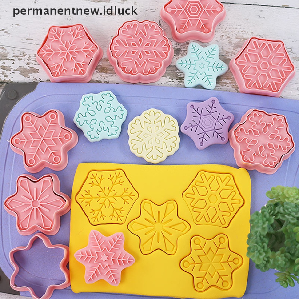 8 Pcs Cetakan Kue Bentuk Snowflake Bahan Plastik