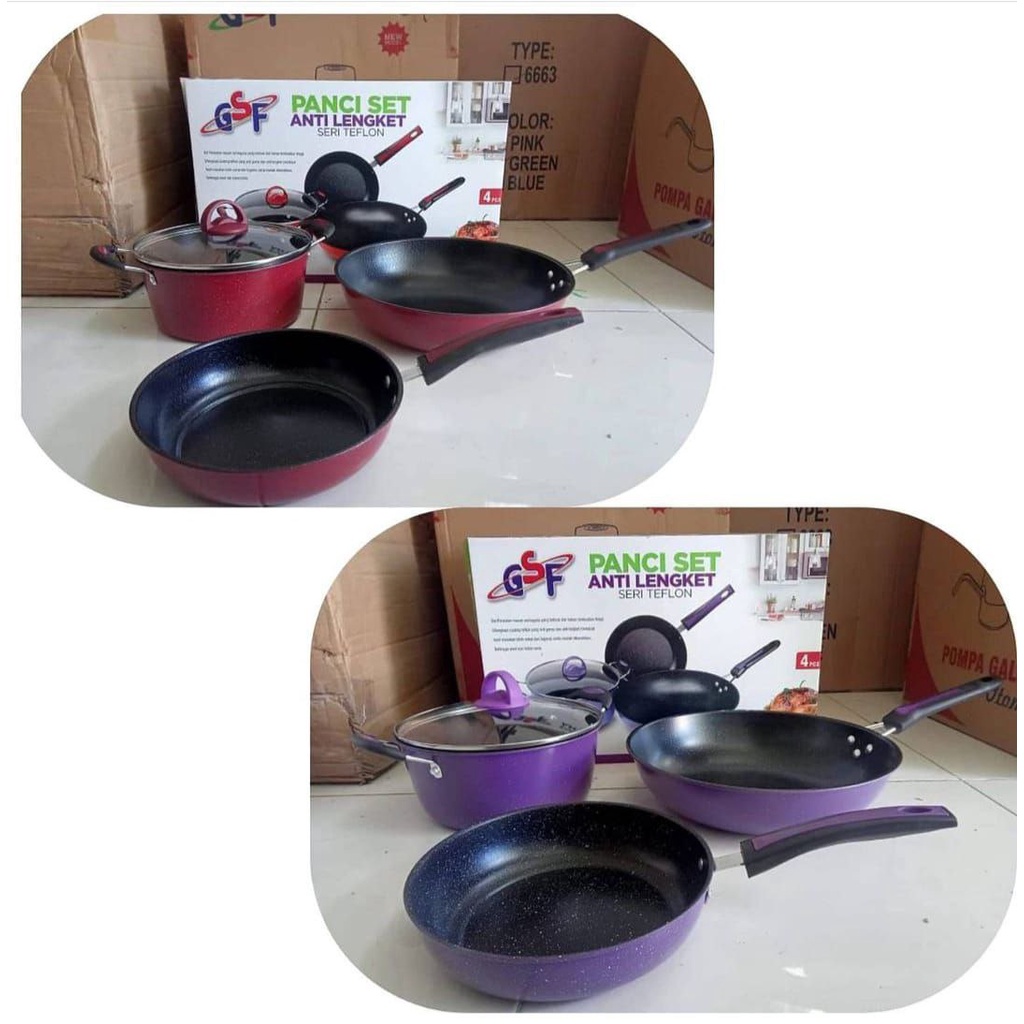 panci set anti lengket teflon isi 4 pcs /GSF Teflon series G-2429