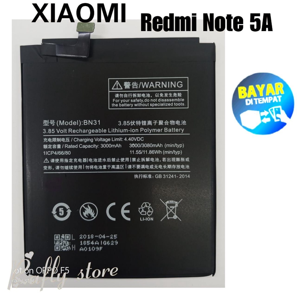 Rafly; Batrai Xiaomi Redmi Note 5A (BN31) Baterai Android Batere Handphone Xiaomi Batre Battery BN31 For Xiaomi Redmi Note 5A 3000mAh / Rafly store