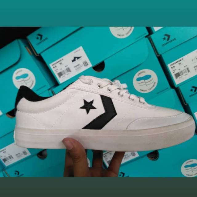 SEPATU CONVERSE COURTLAND LEATHER WHITE 100% ORIGINAL