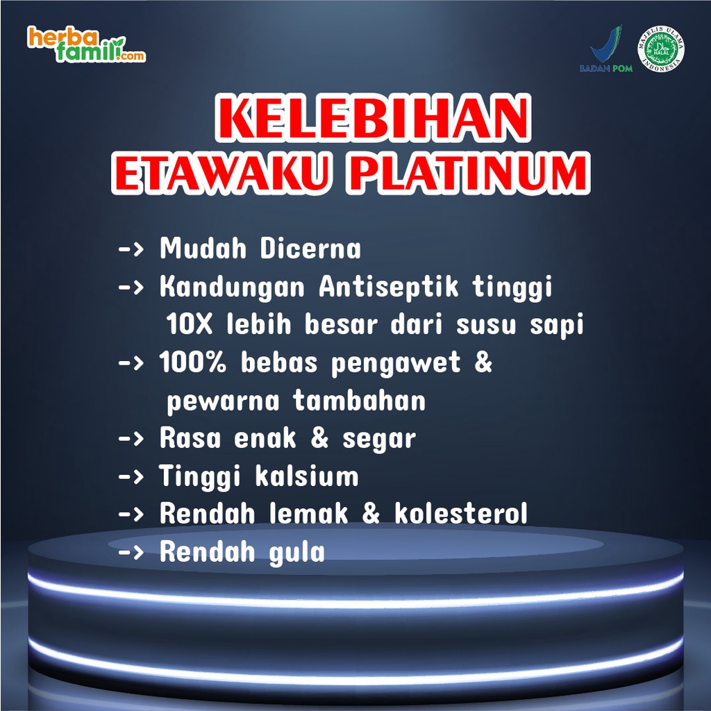 Etawaku Platinum Paket 3 Box Susu Kambing Etawa Bubuk Murni Rendah Gula Tinggi Kalsium Menjaga Kesehatan Kepadatan Tulang Cegah Gangguan Pernafasan Asma Batuk Osteoporosis