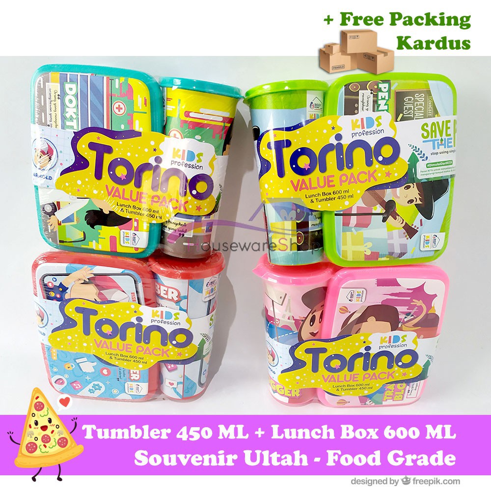 [COD ] Tempat Makan Anak Set Torino Value Pack Lunch Box + Tumbler / Lunch Box / Kotak Makan Bekal