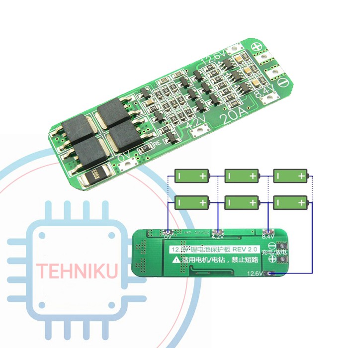 Modul BMS 3S 20A 12V baterai 18650