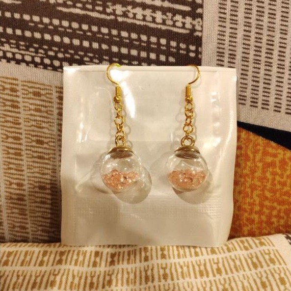 Anting Bola Kristal Pink [GOLD ; SILVER] Anting Korea/Anting Lucu/Anting Murah