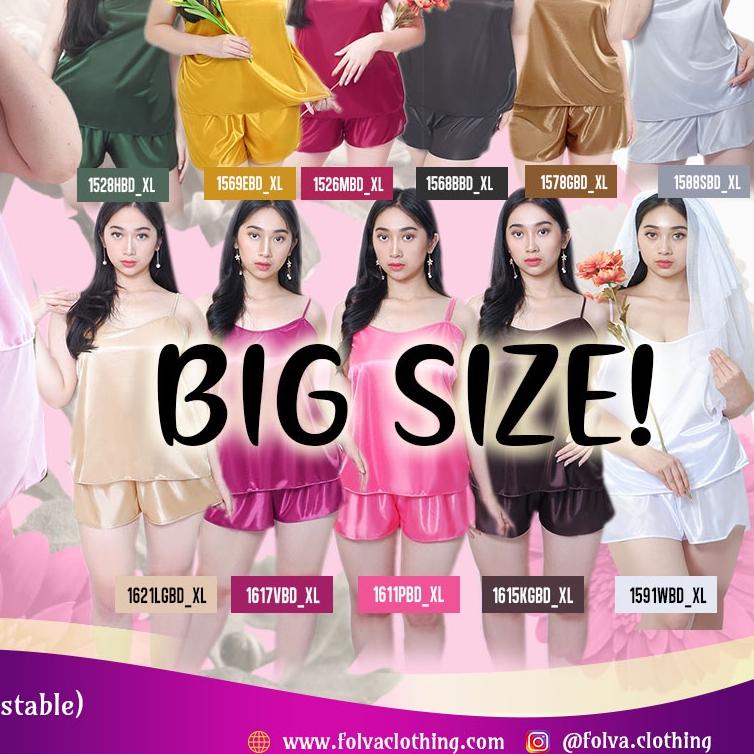 ✤ FOLVA Tanktop dress atasan celana pendek wanita satin XL jumbo ℮