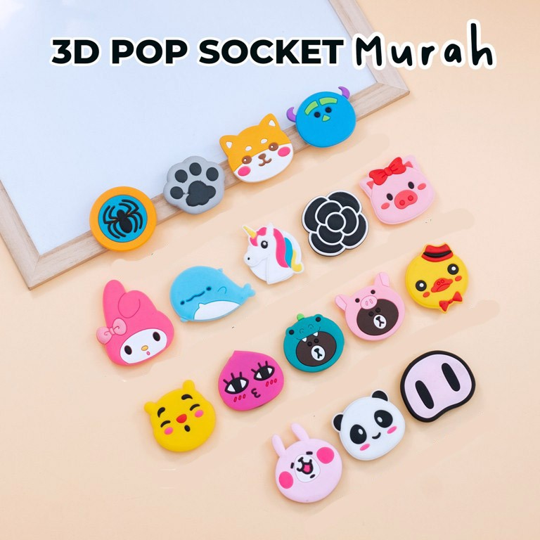 POPSOCKET 3D KARAKTER 50 VARIASI / 3D CARTOON POP SOCKET AKSESORIS HP DD205