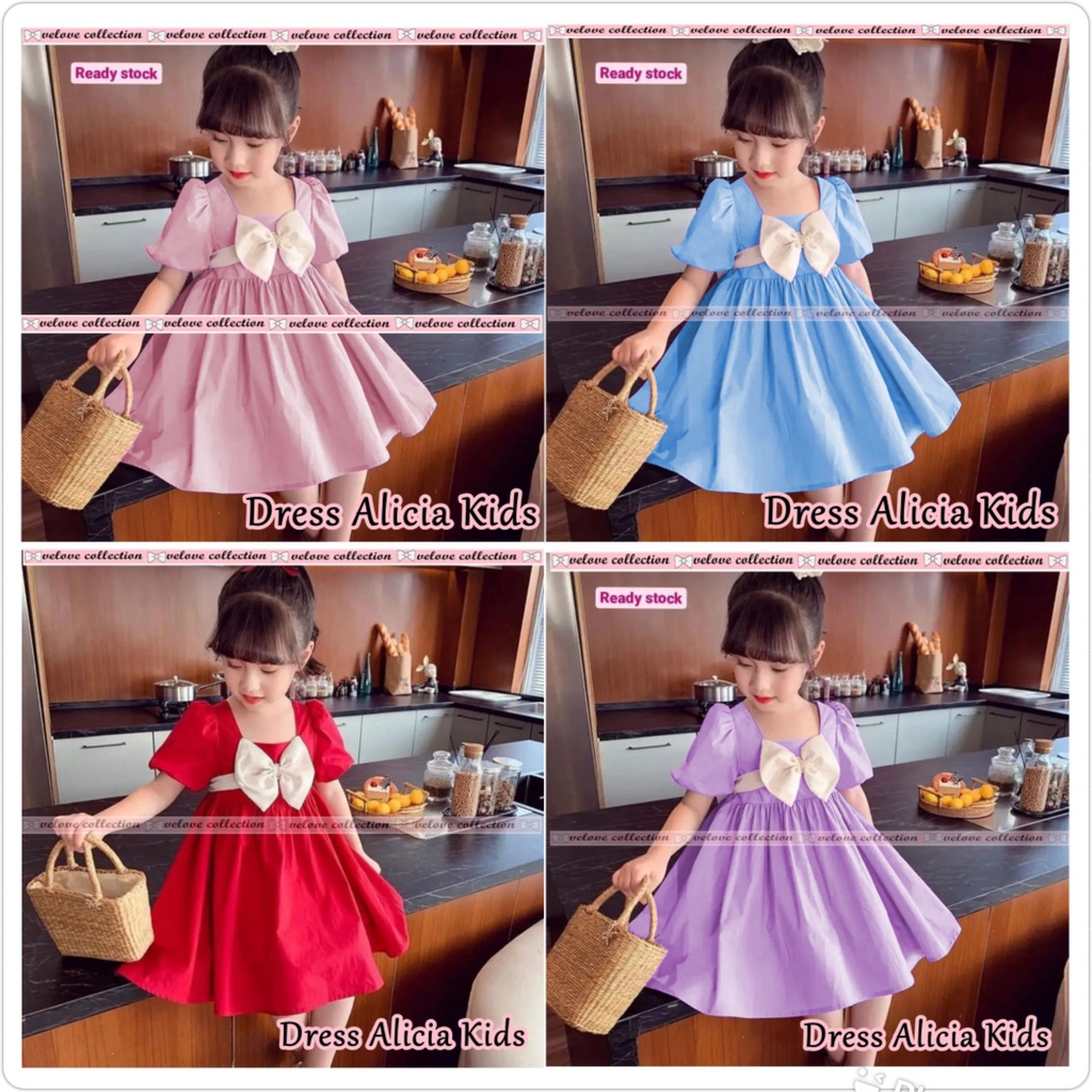 DRESS BIG RIBBON KID GAUN BABYDOLL ANAK Dress ALICIA Aline Kids Fashion Anak Perempuan Terbaru KOREAN STYLE