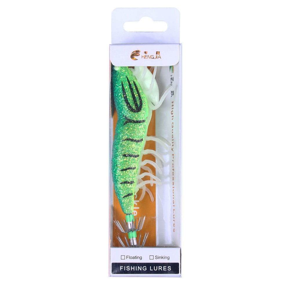 Hengjia 1pc Umpan Pancing Hard Bait Bentuk Udang / Cumi-Cumi 3d Ukuran 120mm 22.9g