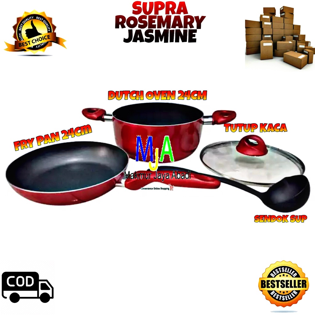 (BISA COD) Supra Rosemary Jasmine Set  COOKWARE SET 3 pcs/Panci Stainless/Panci Set/Bonus Spatula
