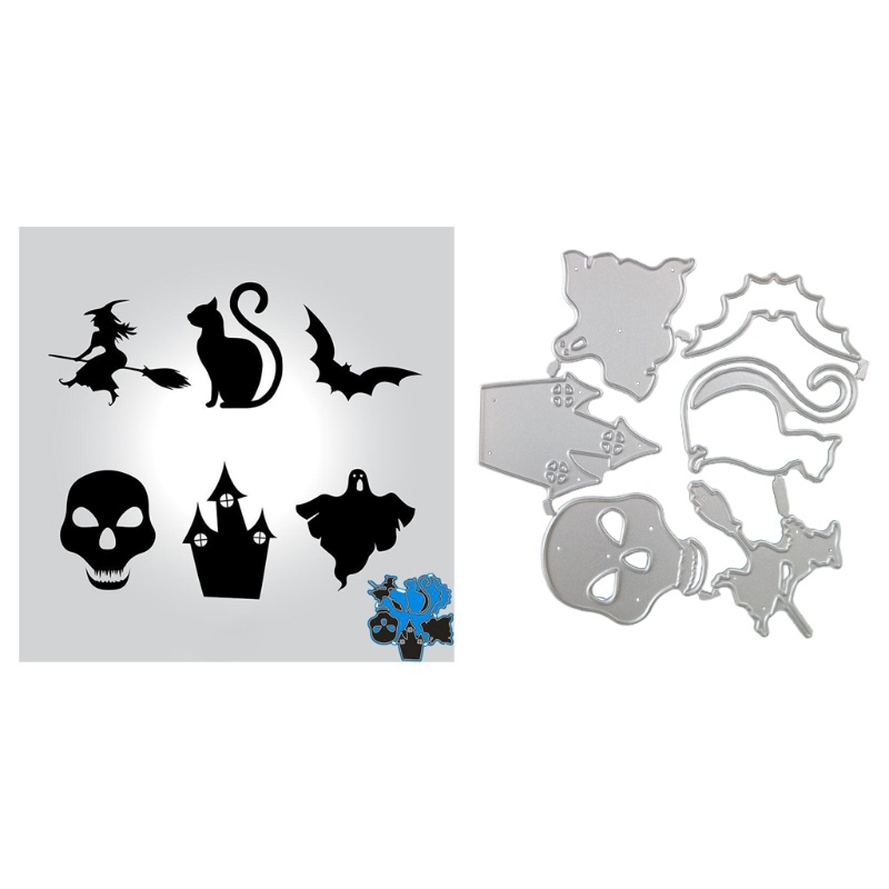 Cetakan Stensil Cutting Dies Motif Tengkorak Halloween Bahan Metal Untuk Scrapbook / Craft DIY / Embossing